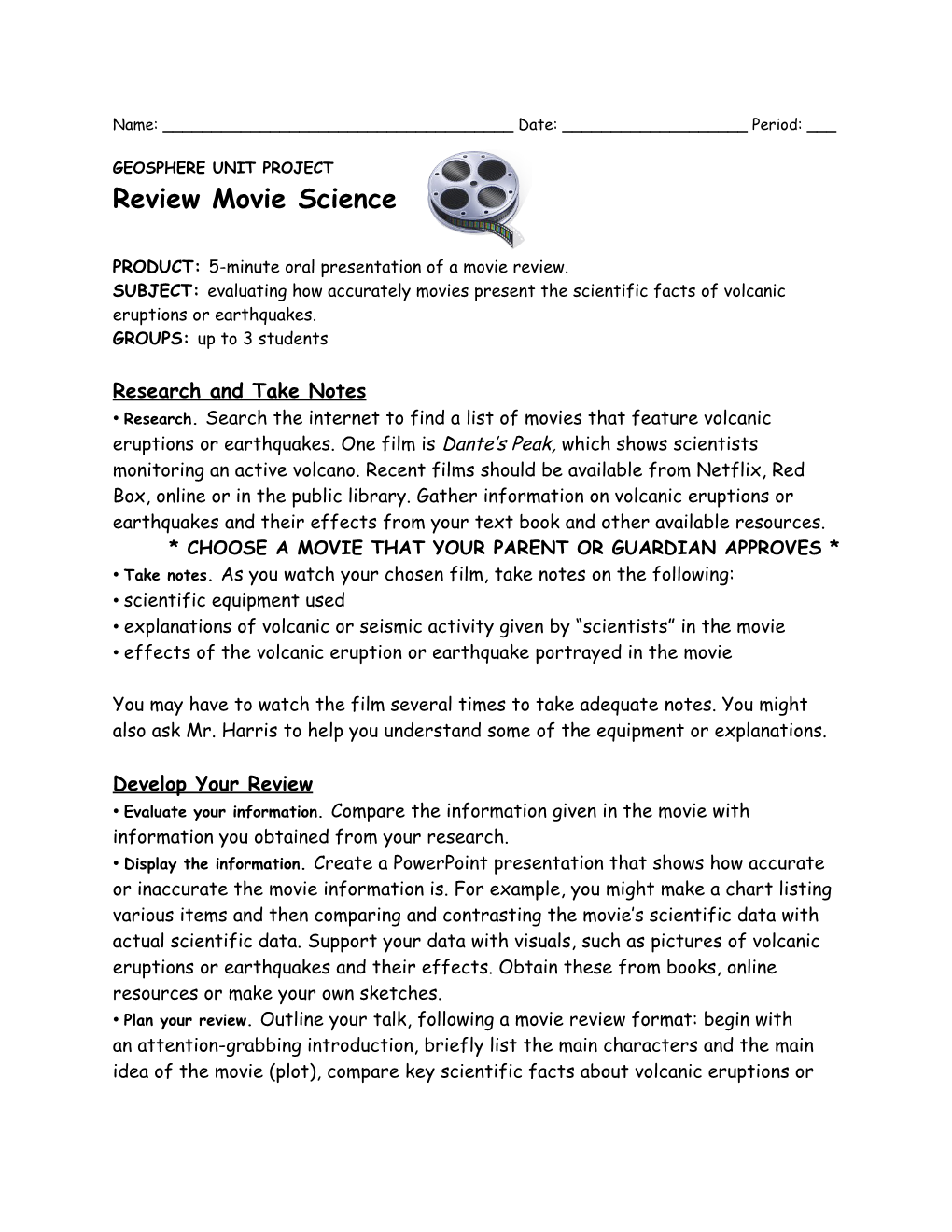 Geosphere Unit Project