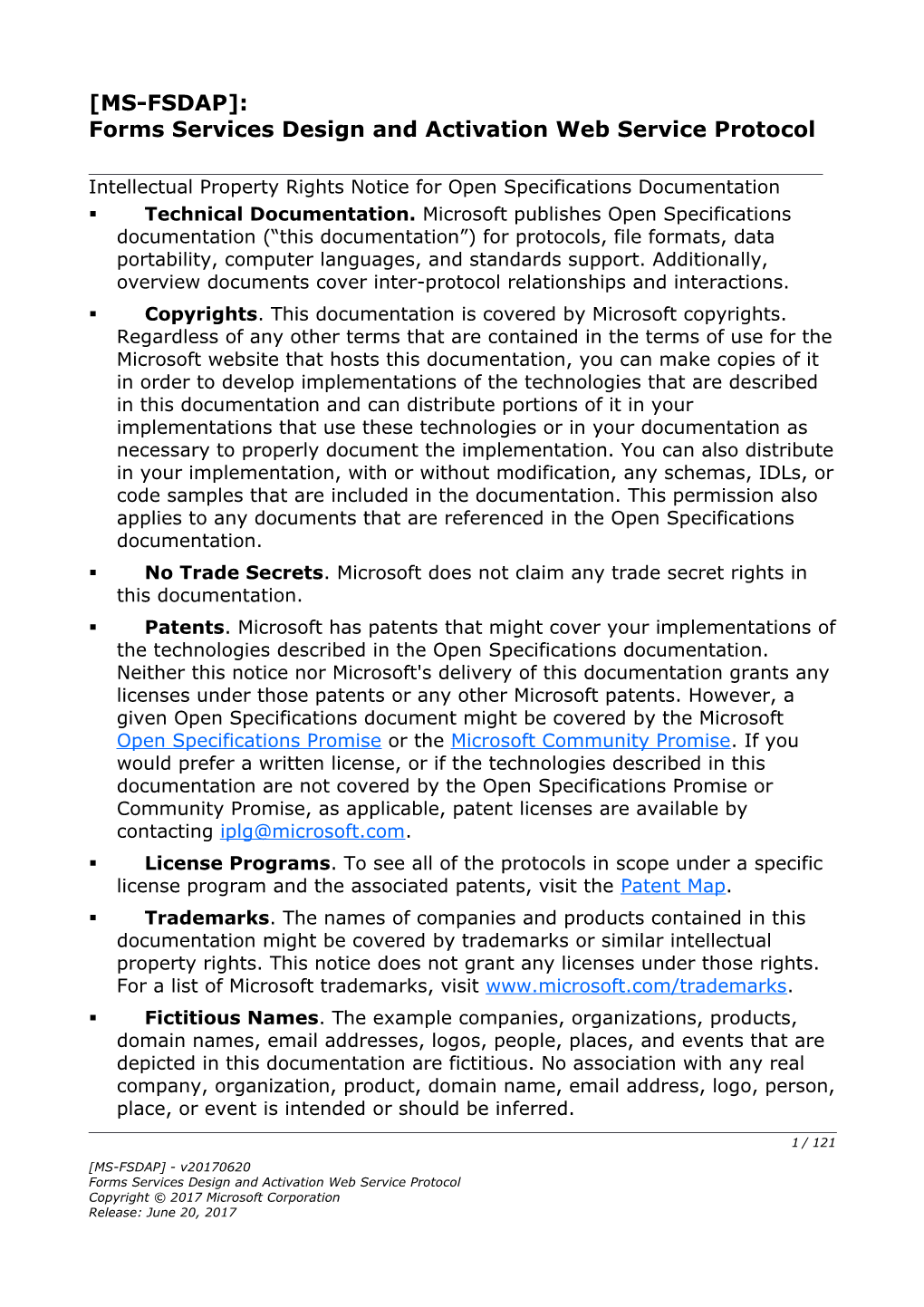 Forms Services Design and Activation Web Service Protocol