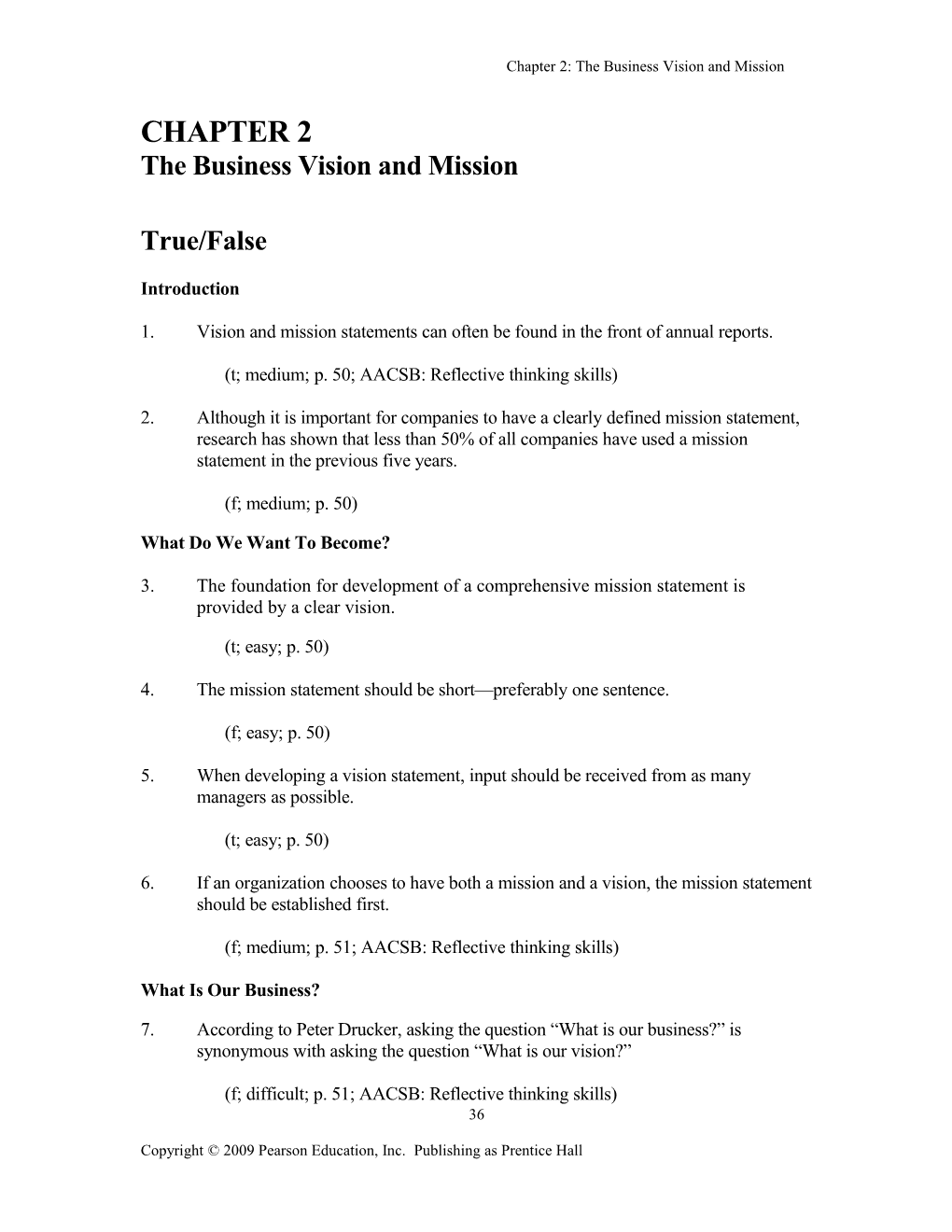 Chapter 2: the Business Vision and Mission