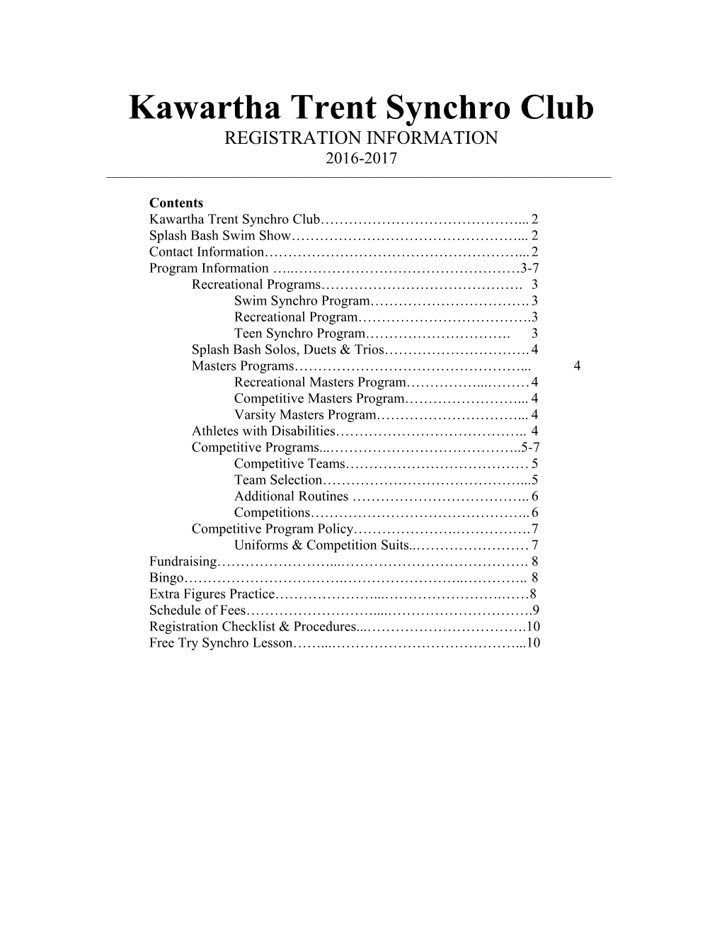 Kawartha Trent Synchro Club