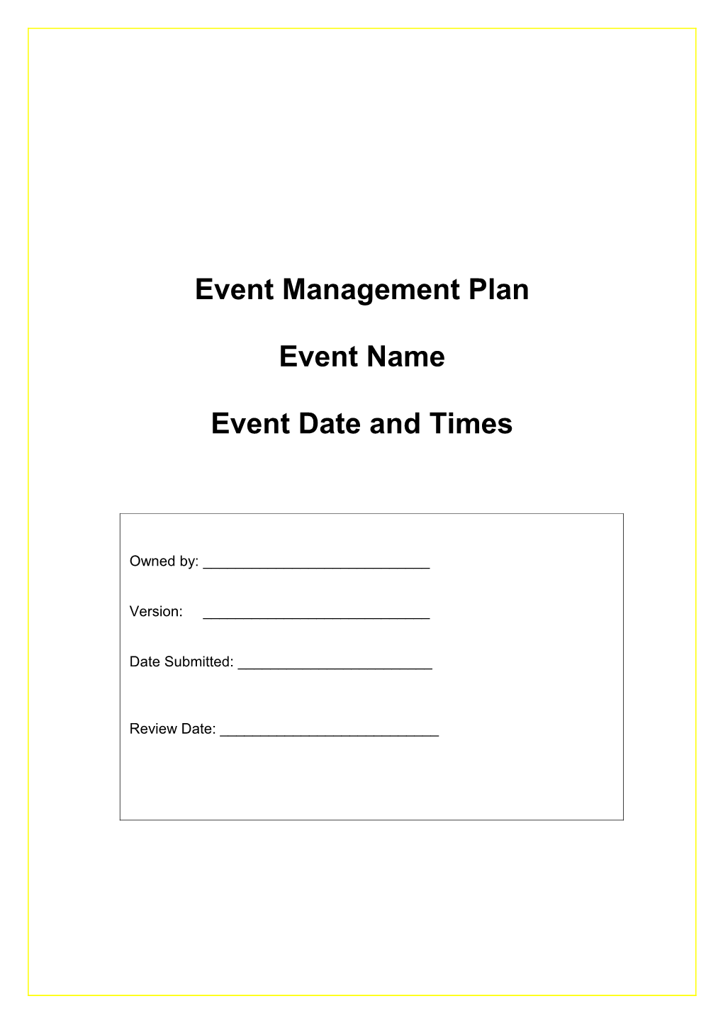 Event Management Plan