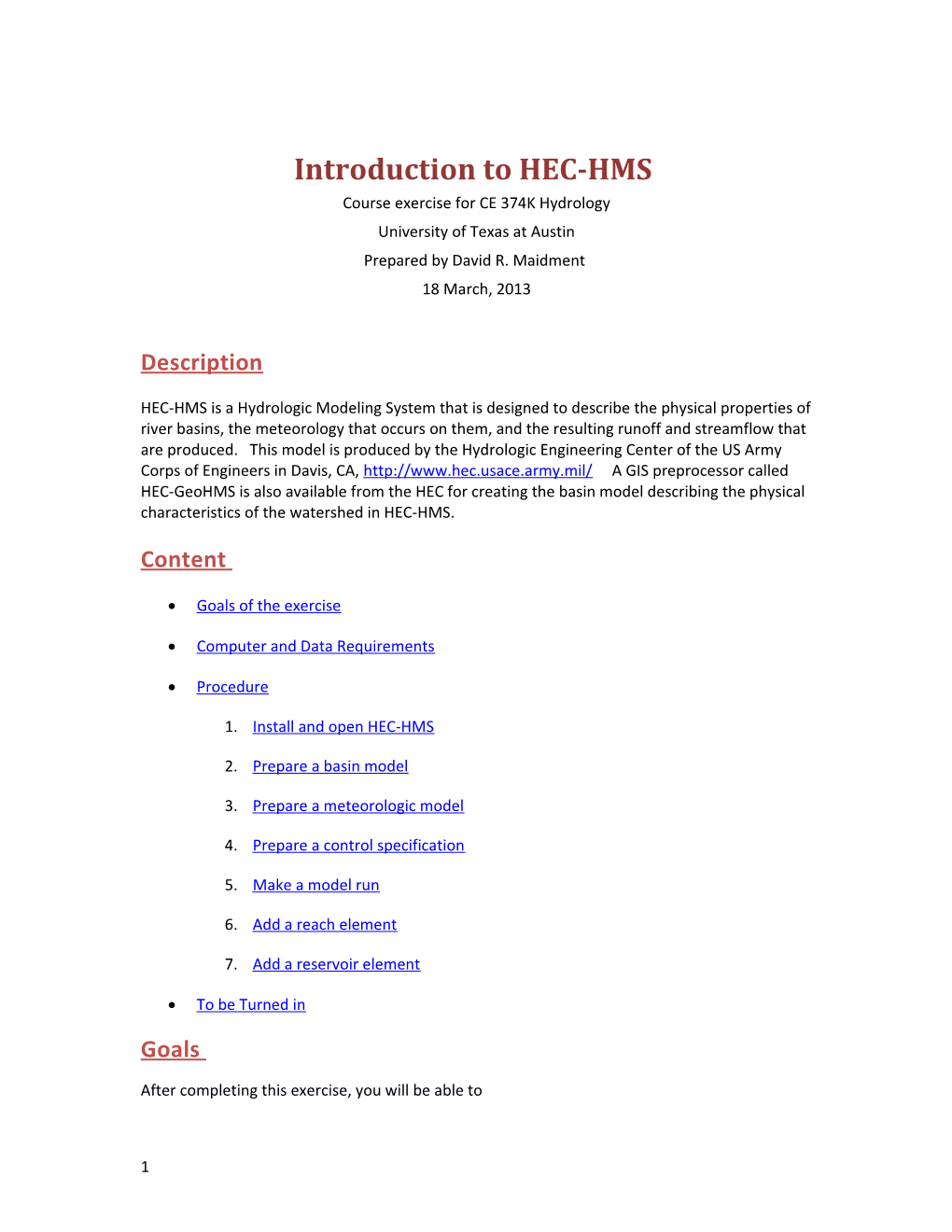 Introduction to HEC-HMS