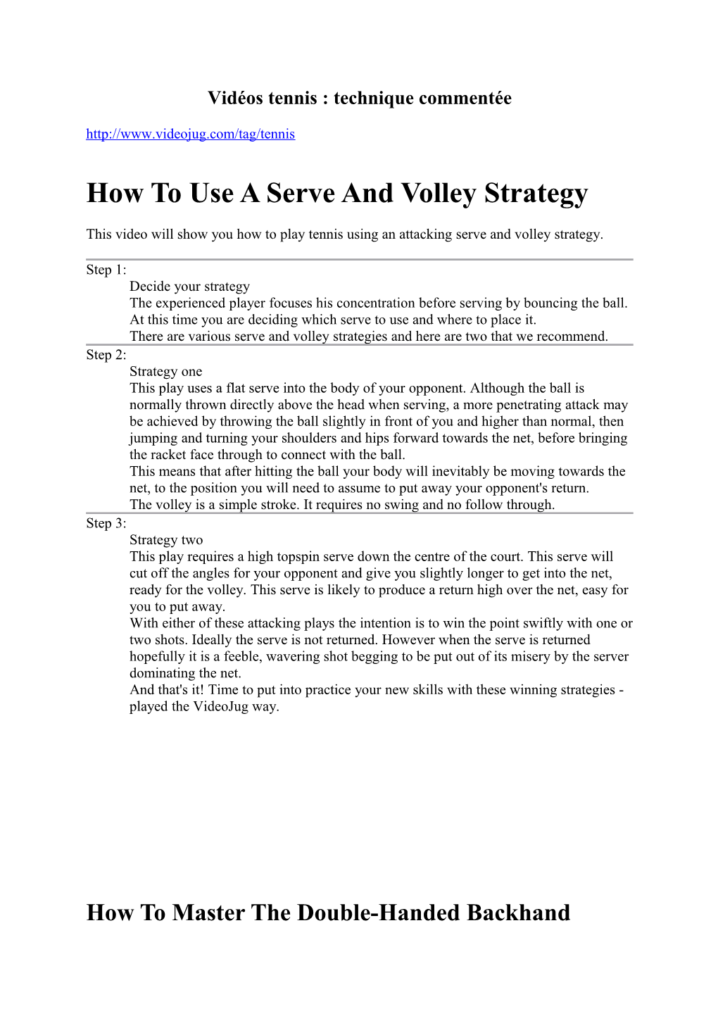 How to Use a Serve and Volley Strategy