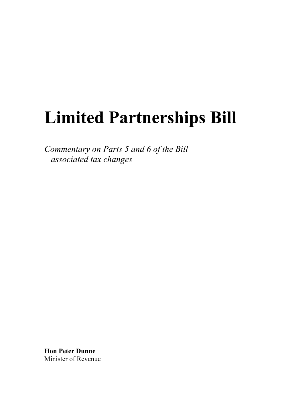 Limited Partnerships Bill