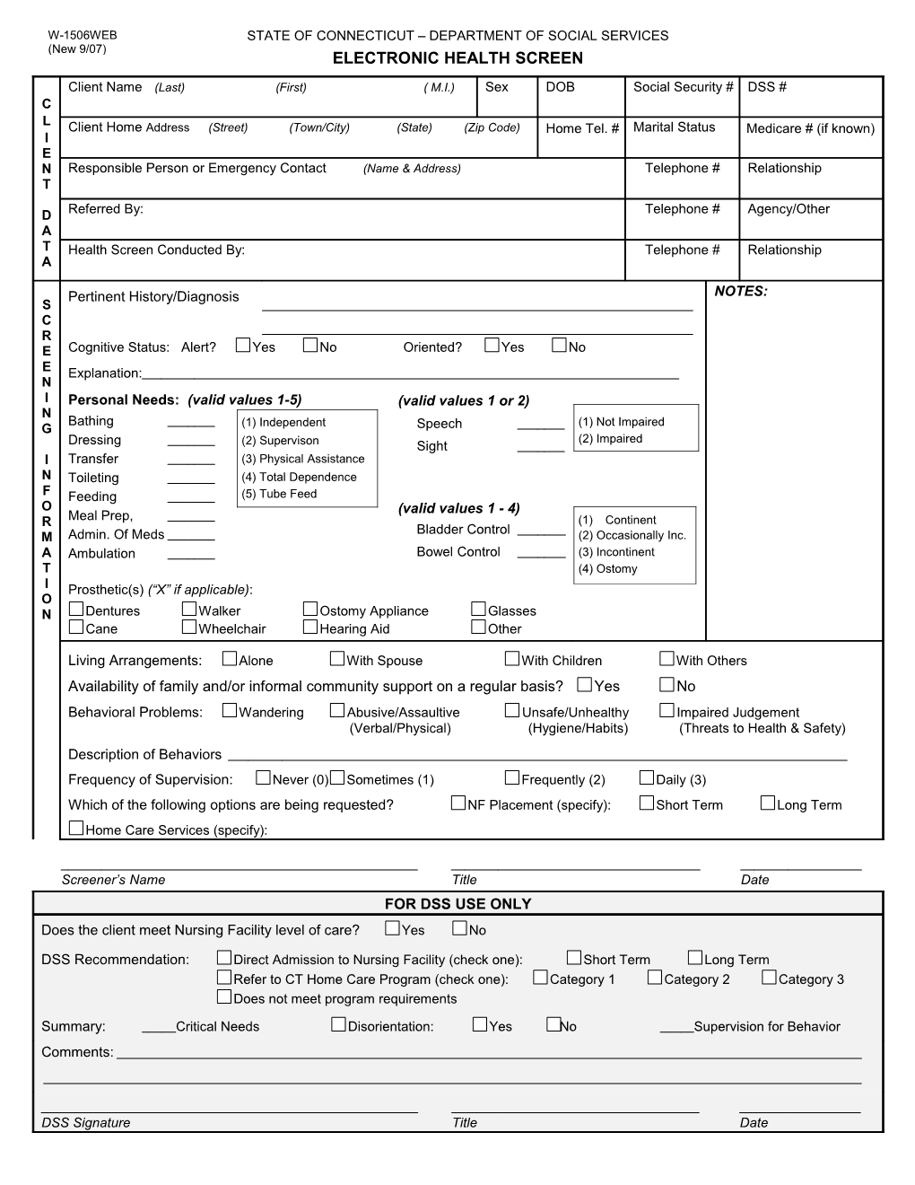 State of Connecticut Department of Social Services