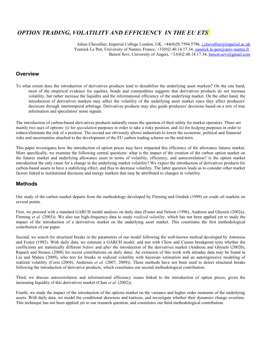 Option Trading, Volatility and Efficiency in the EU ETS