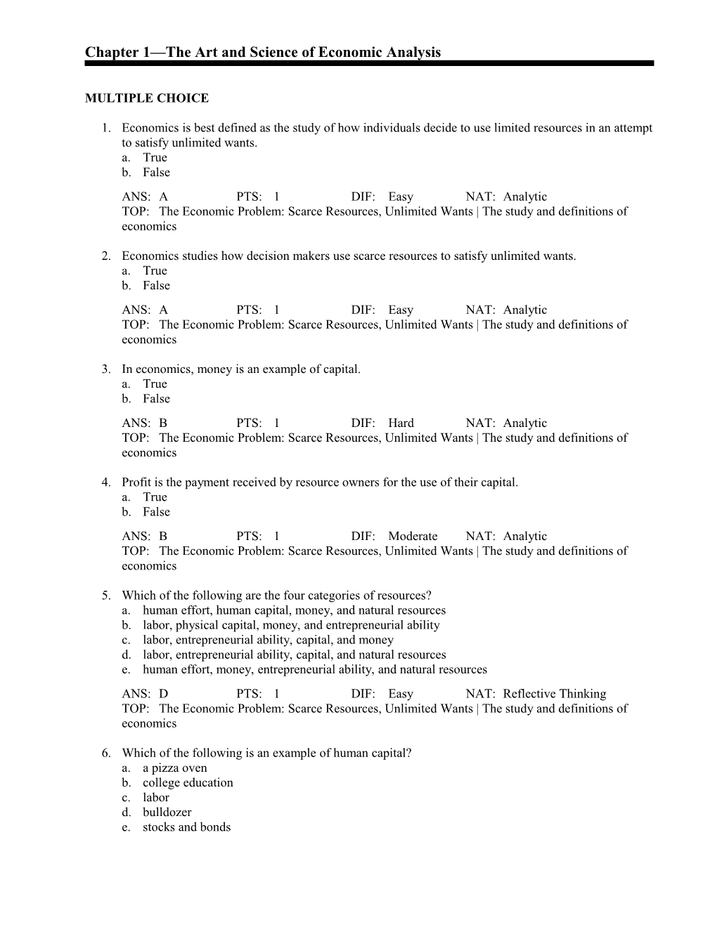 Chapter 1 the Art and Science of Economic Analysis