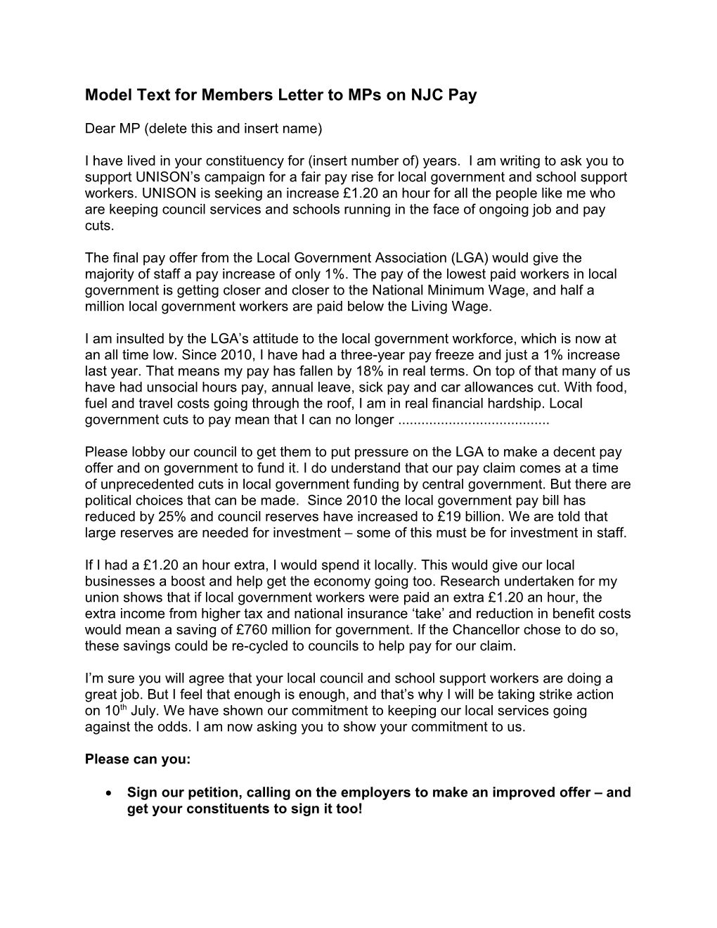 Letter to Mps June 14
