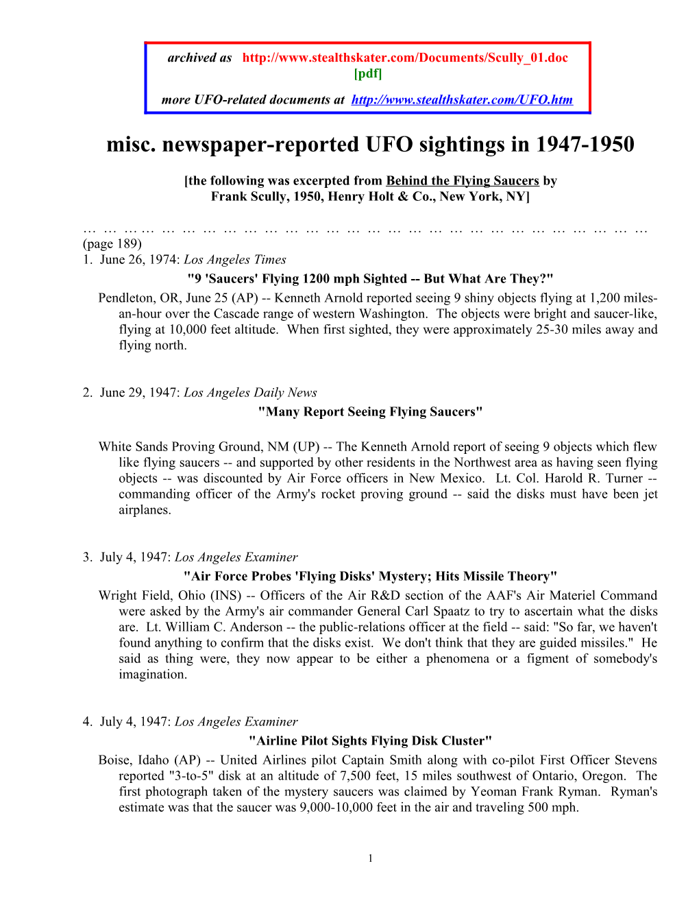 More UFO-Related Documents At