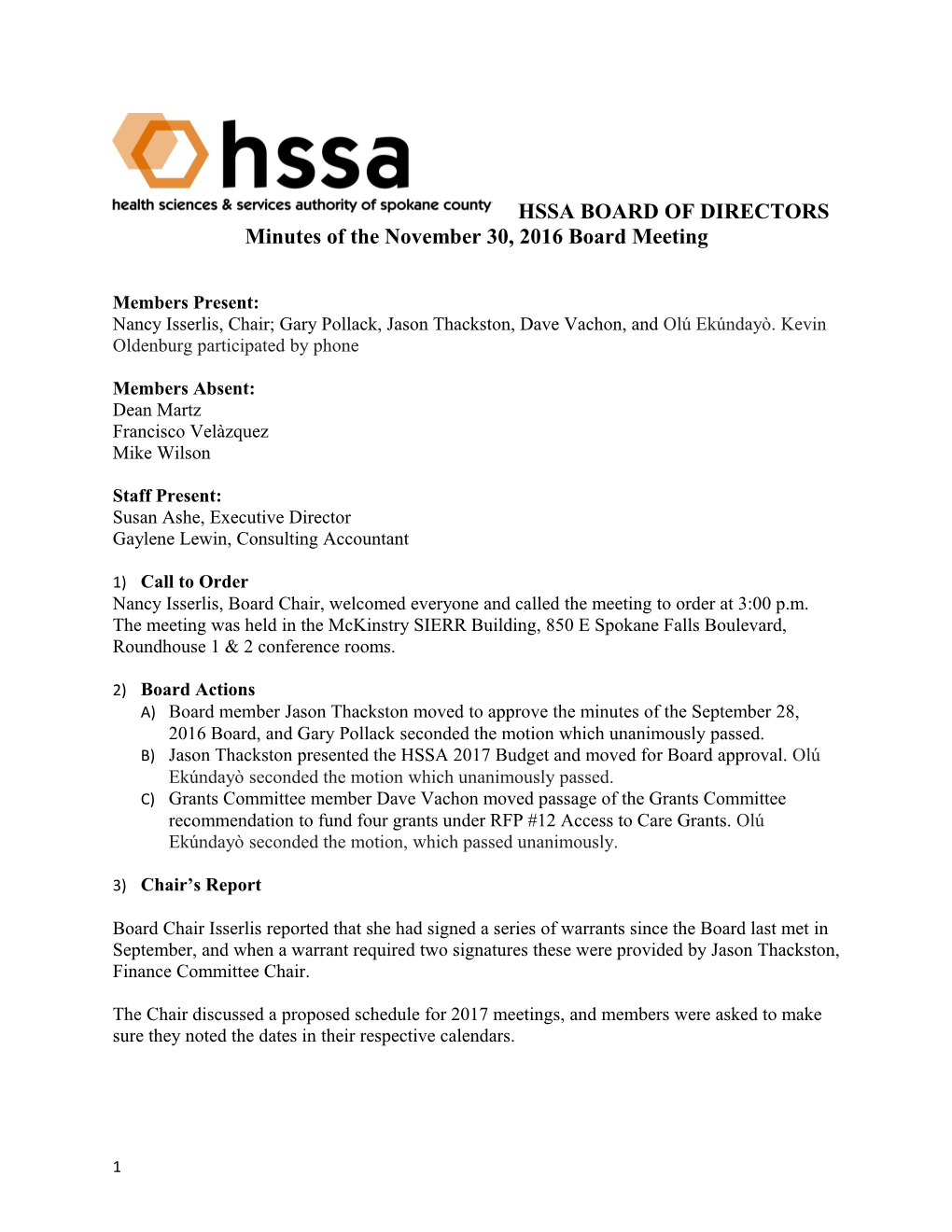 Hssa Board of Directors