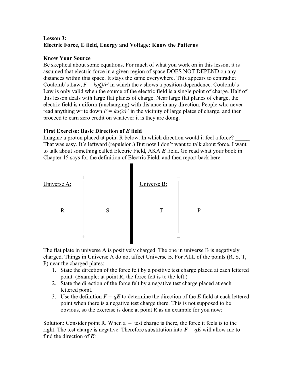 Electric Force, E Field, Energy and Voltage: Know the Patterns