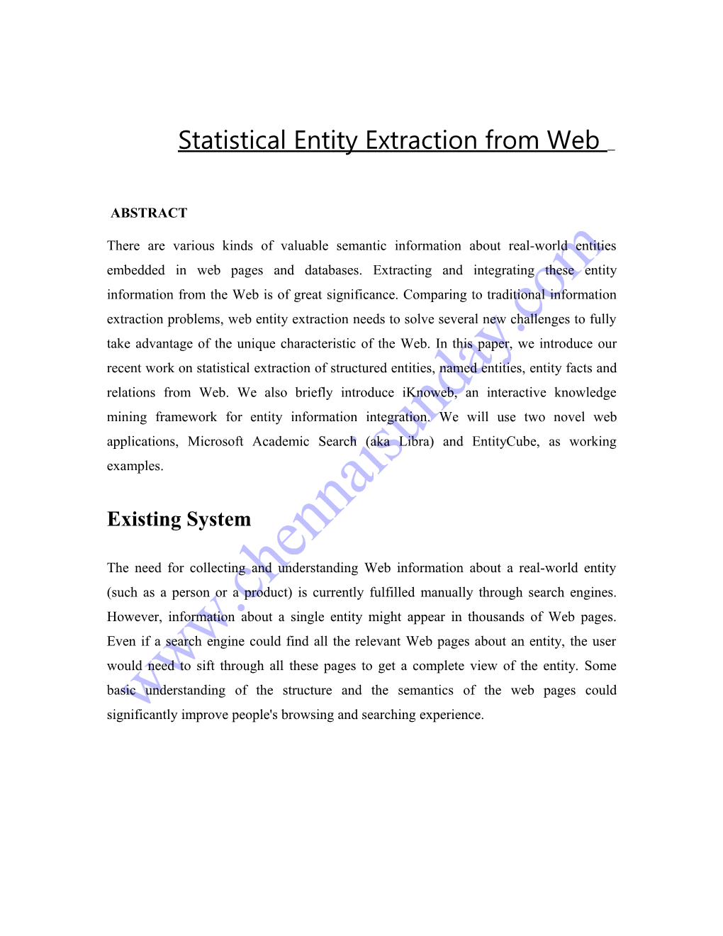 Statistical Entity Extraction from Web
