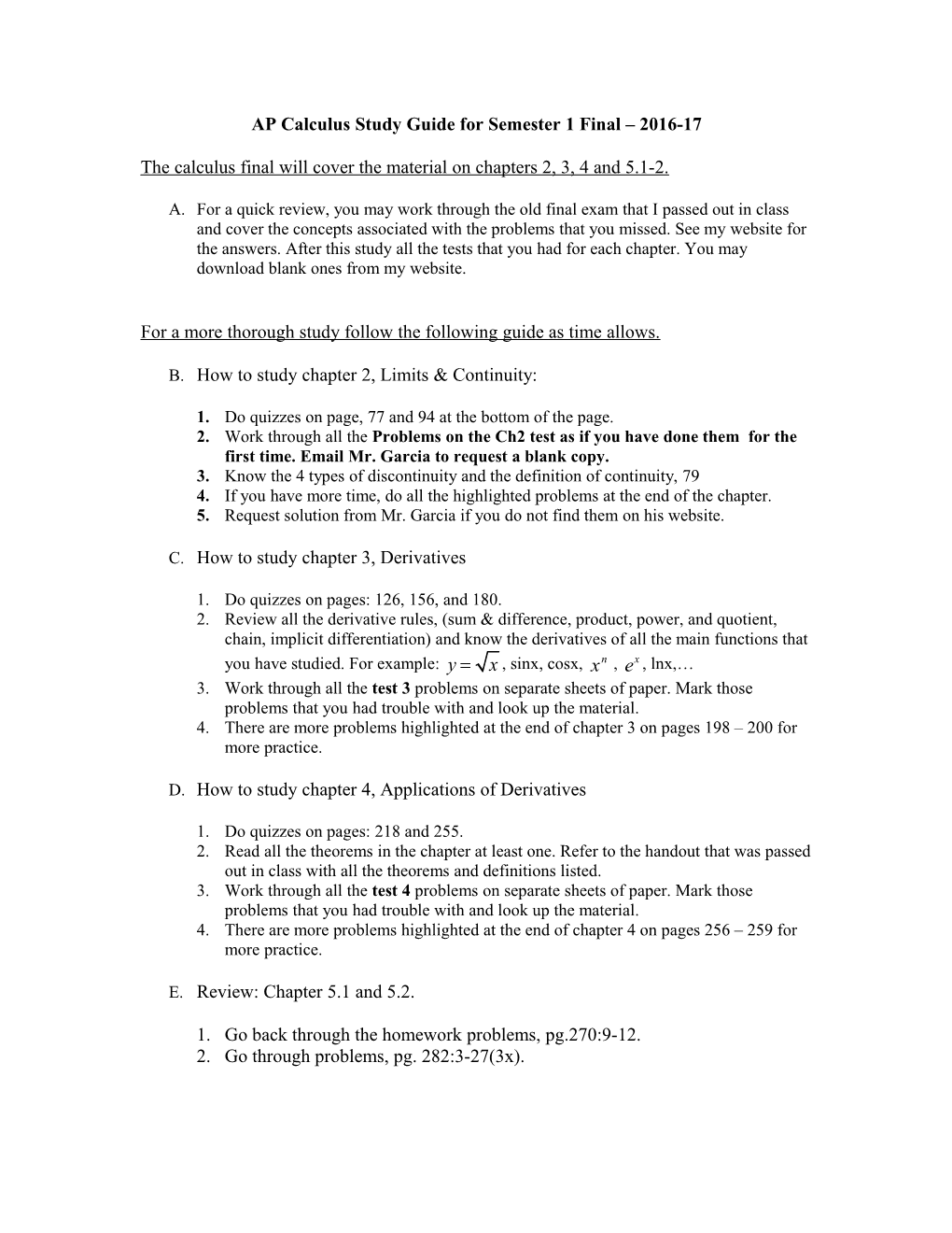 Algebra 2 Study Guide for the Final Exam, Chapters 5, 6, 7, 9