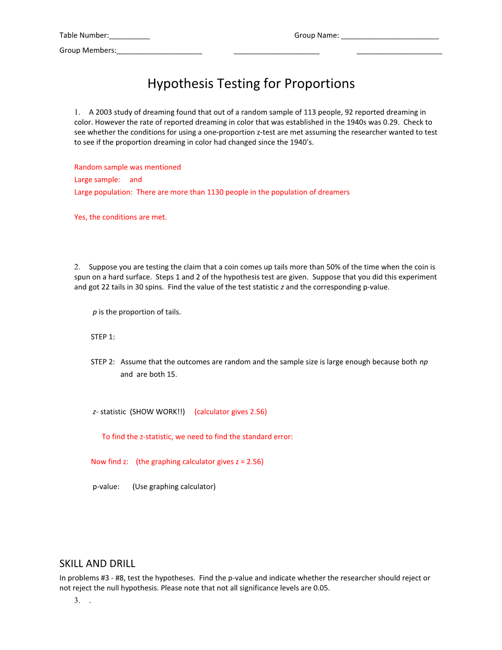 Hypothesis Testing for Proportions