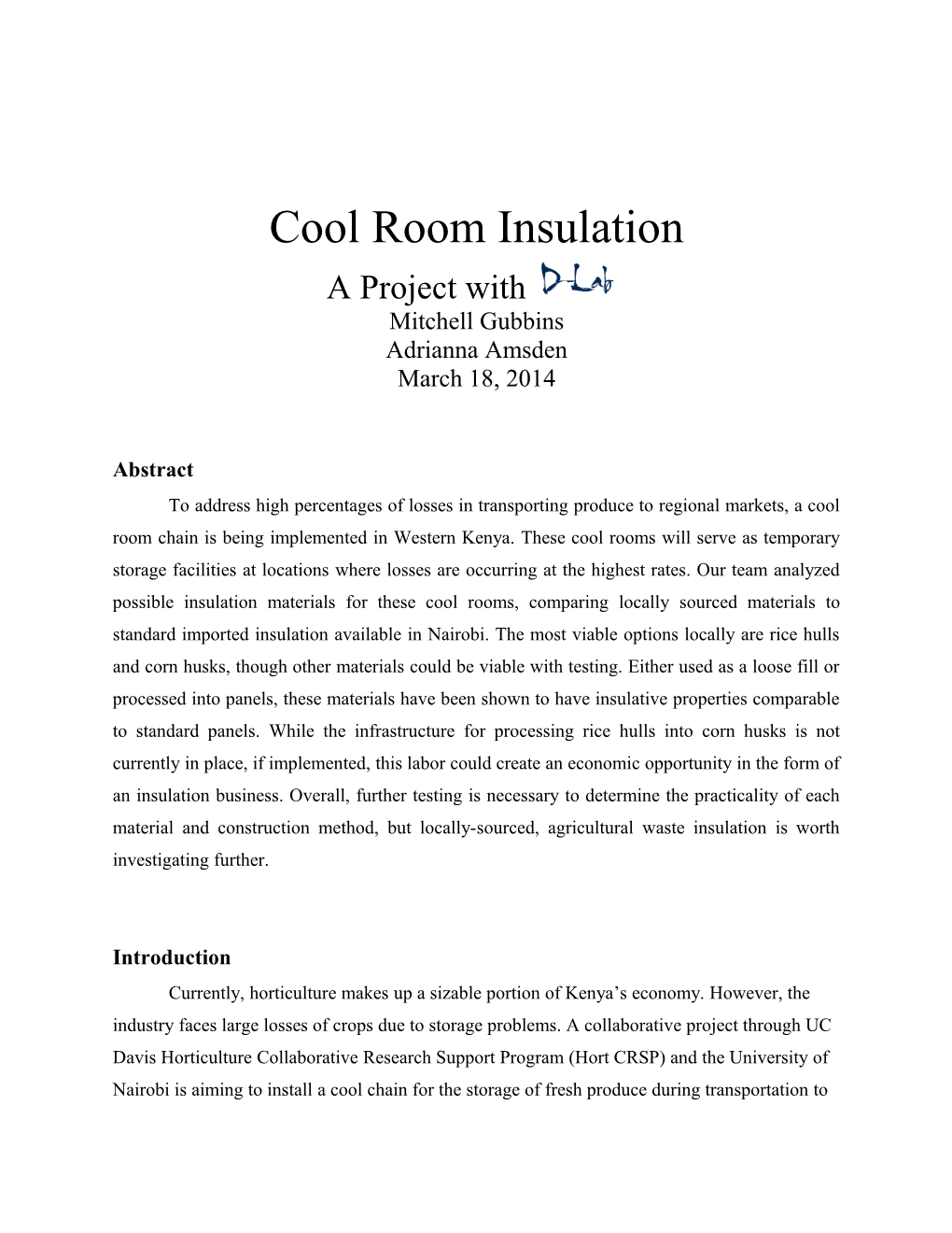 Cool Room Insulation