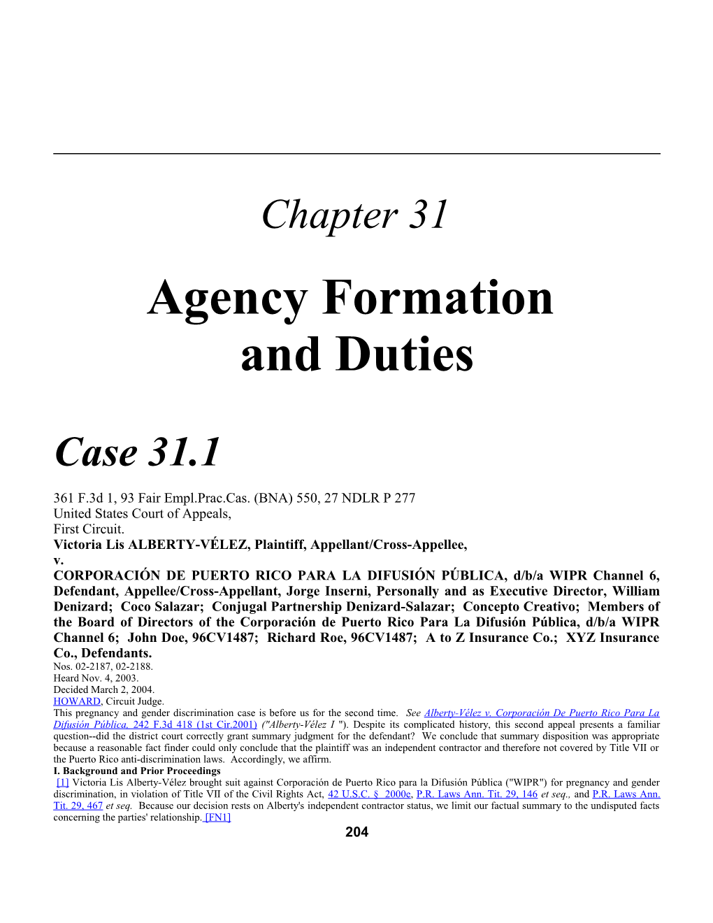 Chapter 31: Agency Formation and Duties 475