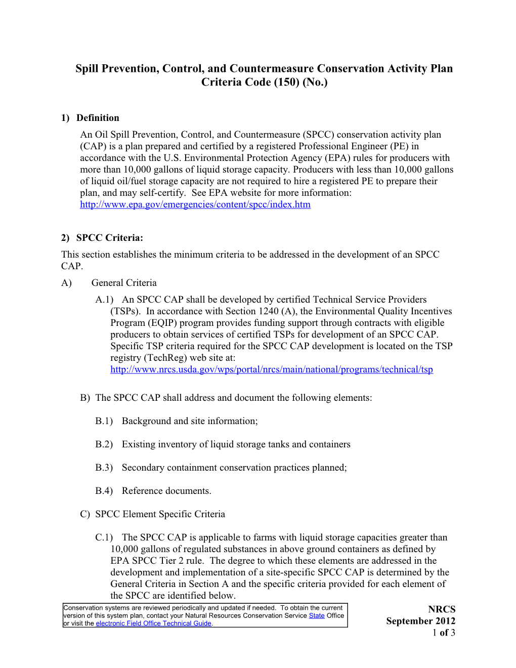 Forest Stewardship Plan Criteria