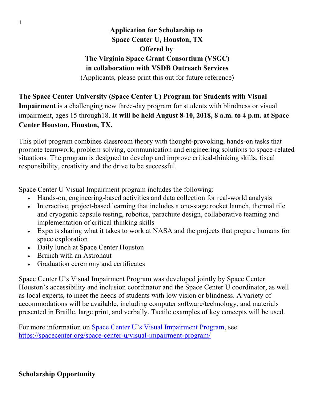 The Virginia Space Grant Consortium(VSGC)