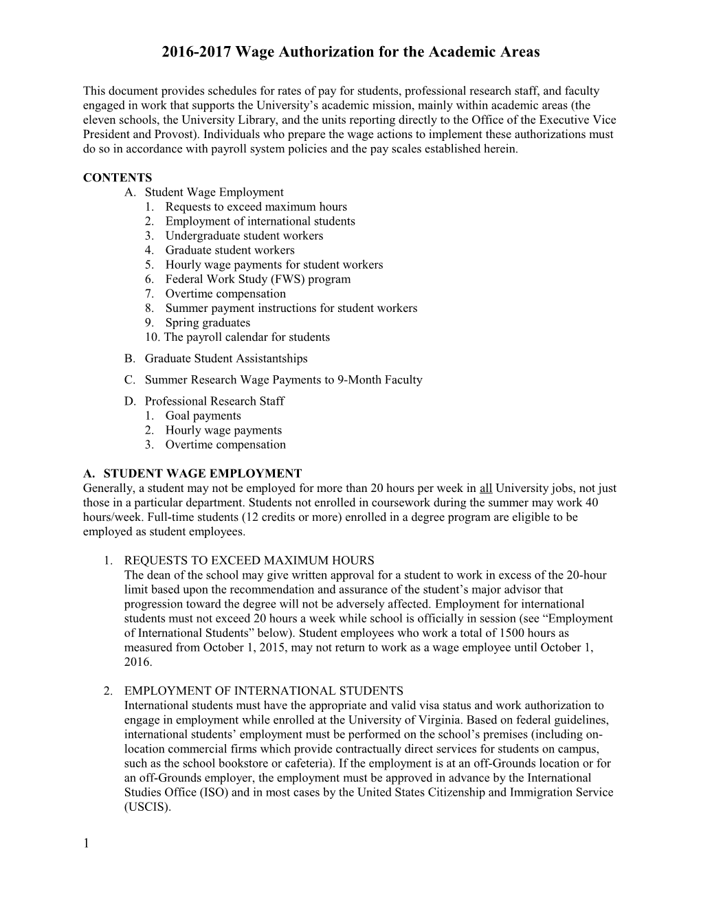 2006-2007 University of Virginia Wage Authorization