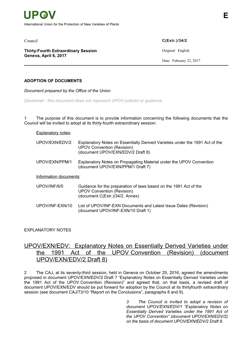 Adoption of Documents