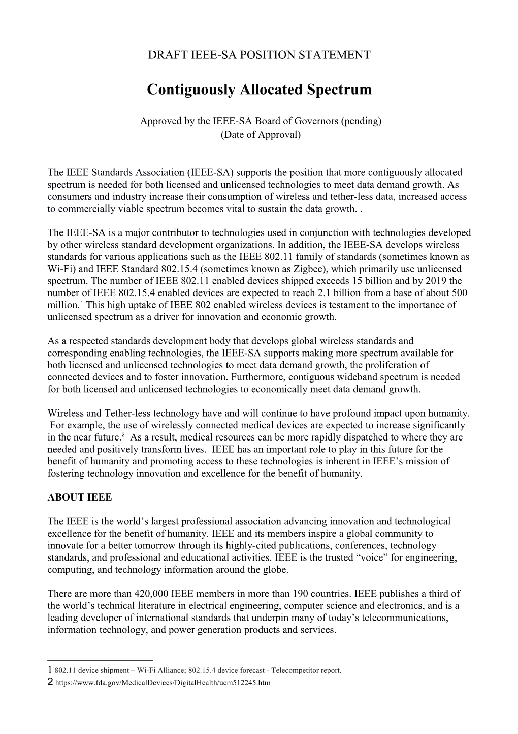 Draft Ieee-Sa Position Statement