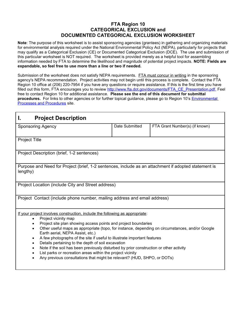 Documented Categorical Exclusion Worksheet s1