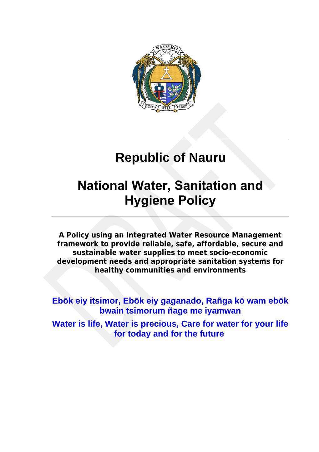 National Water, Sanitation and Hygiene Policy