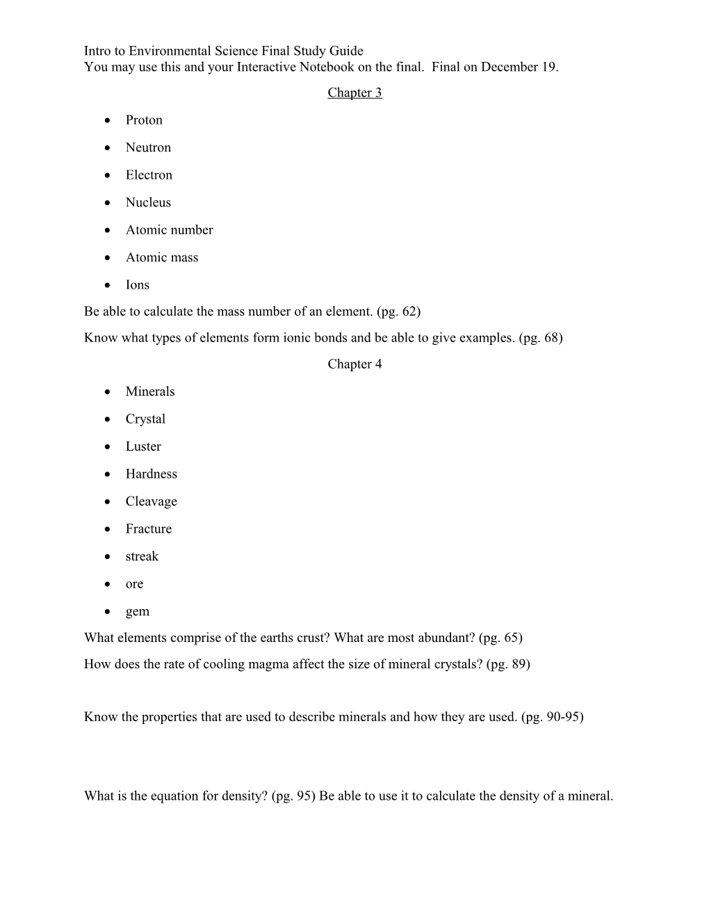 Intro to Environmental Science Final Study Guide