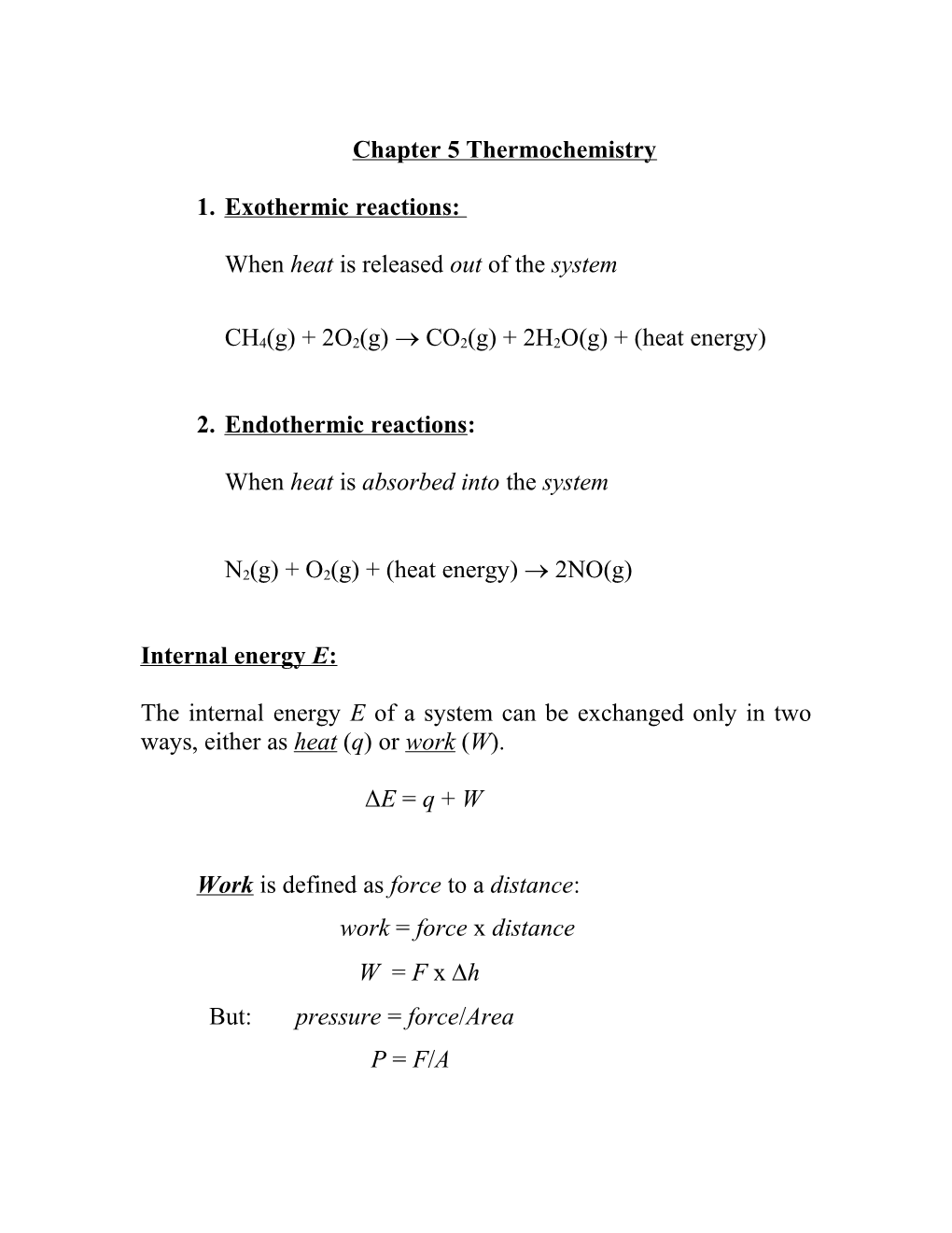 Chapter 5 Thermochemistry