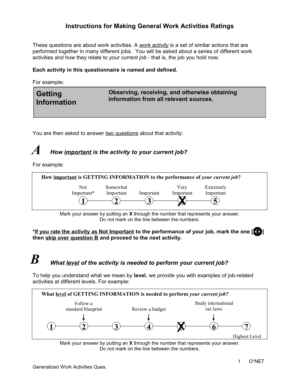 Instructions for Making General Work Activities Ratings