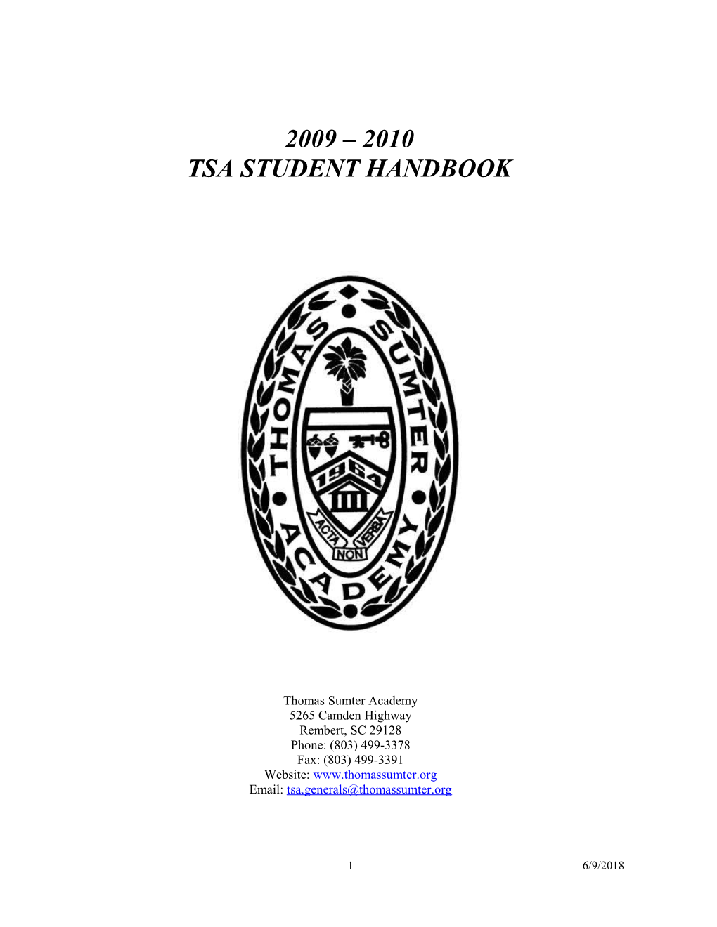 Tsa Student Handbook