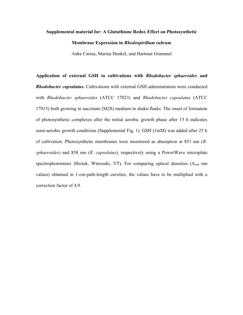 Intracellular GSH Data for R