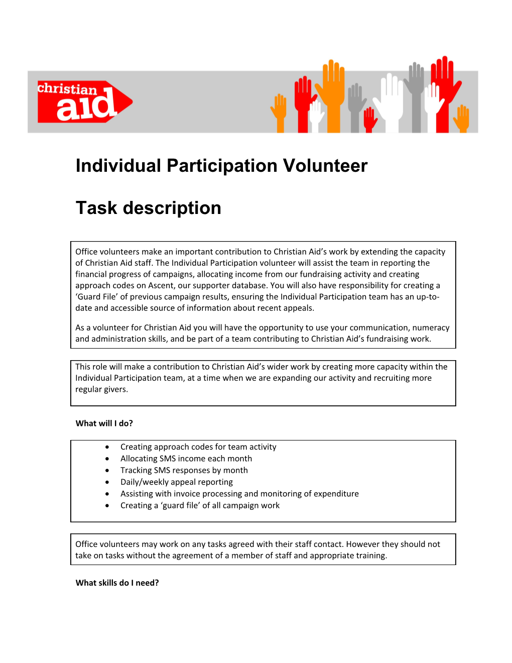 Individual Participation Volunteer