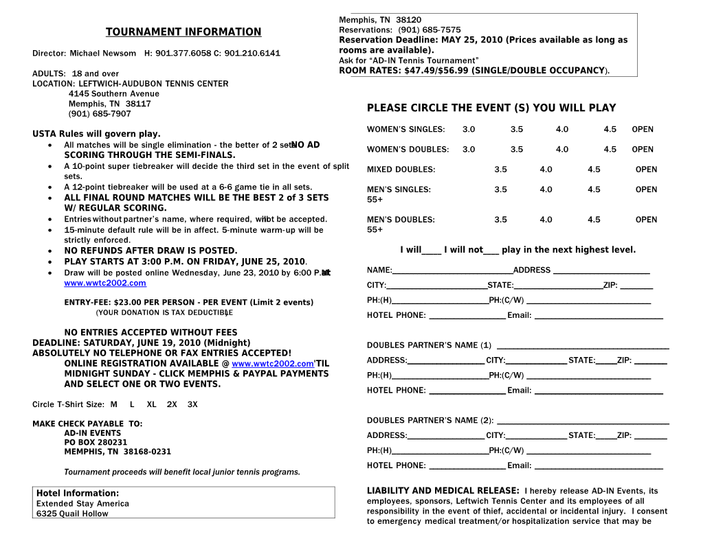 Tournament Information