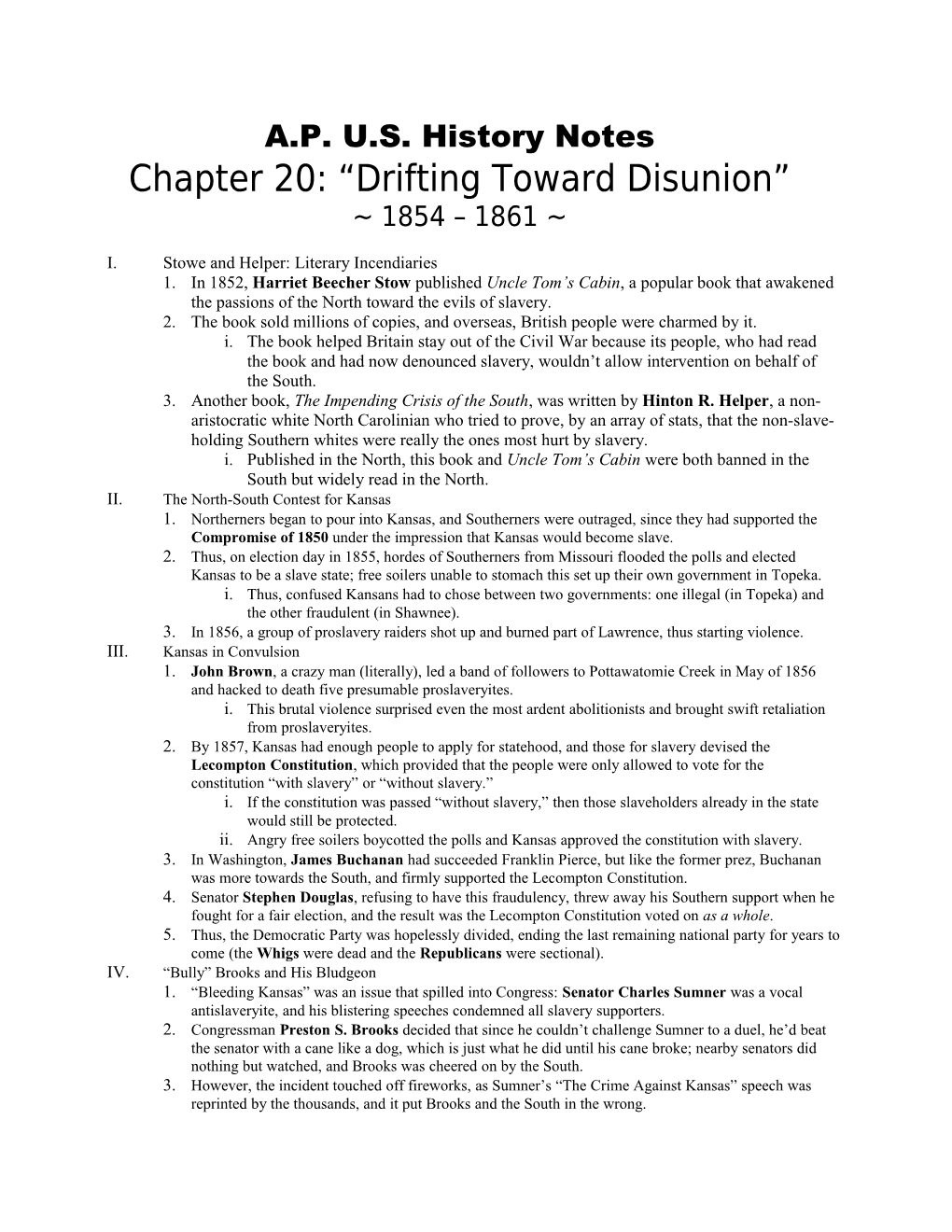 Chapter 20: Drifting Toward Disunion