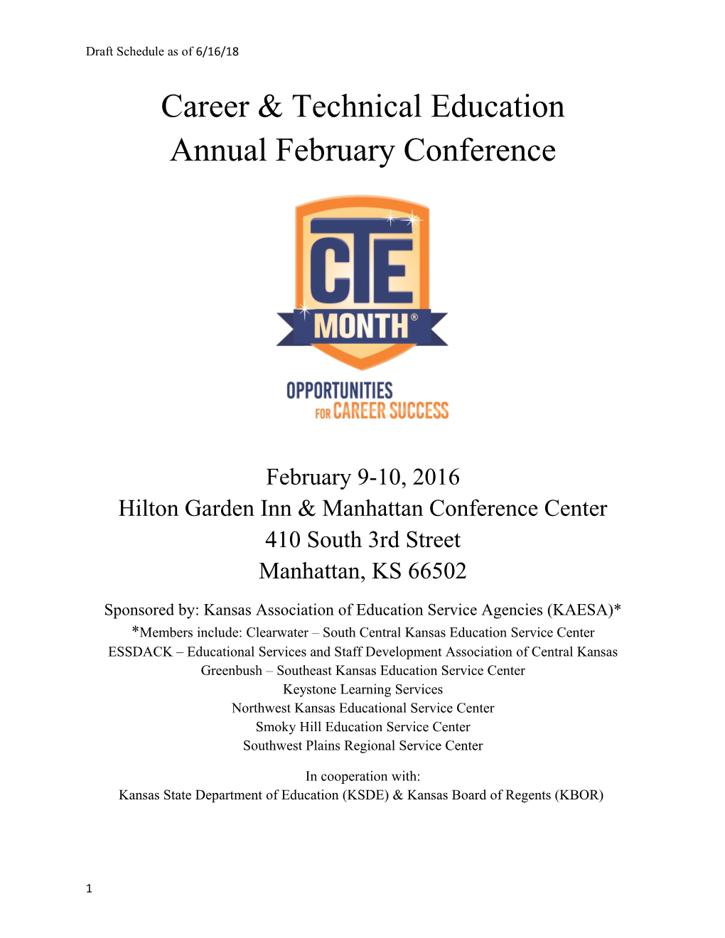 Career & Technical Education Annual February Conference s1