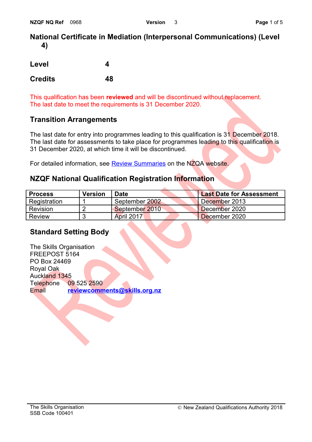 0968 National Certificate in Mediation (Interpersonal Communications) (Level 4)