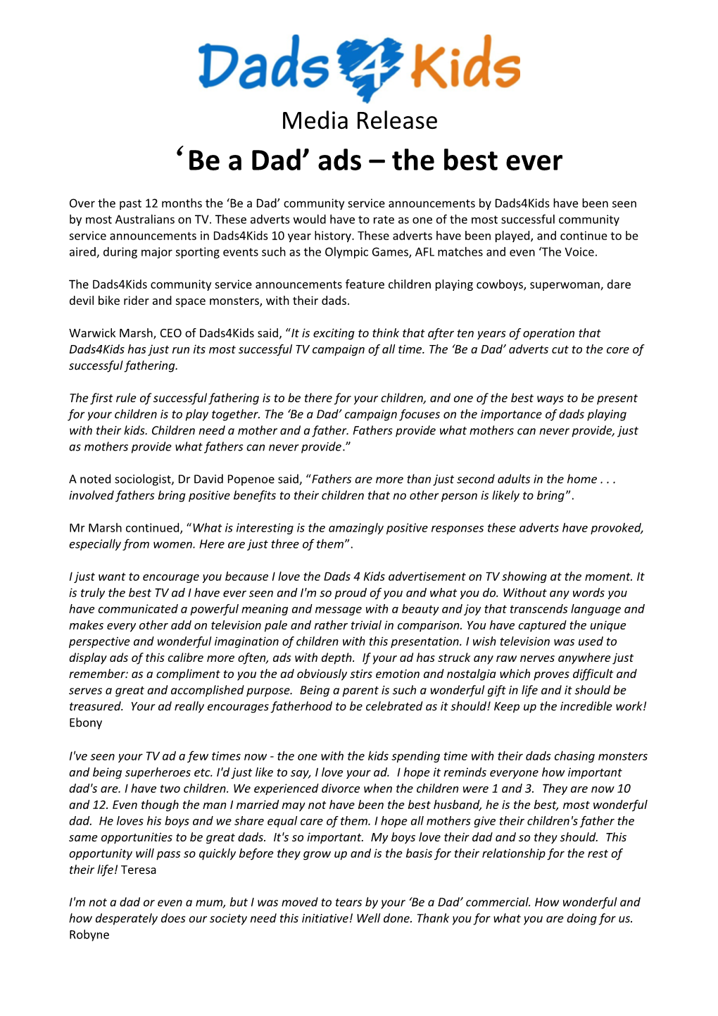 Be a Dad Ads the Best Ever