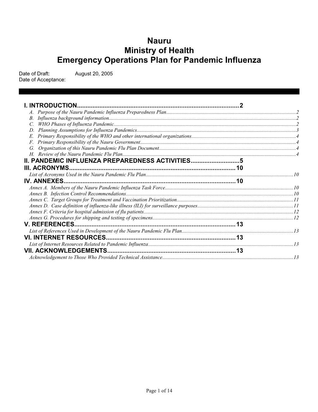 CNMI Pandemic Influenza EOP