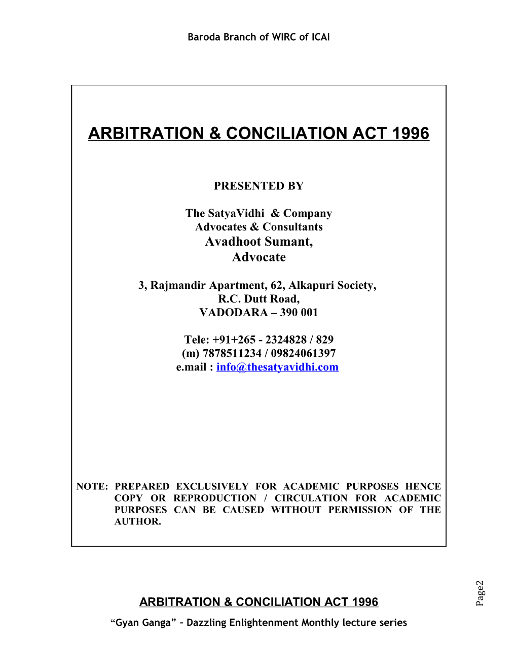 Arbitration & Conciliation Act 1996