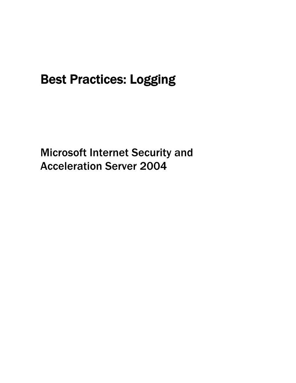 Best Practices: Logging