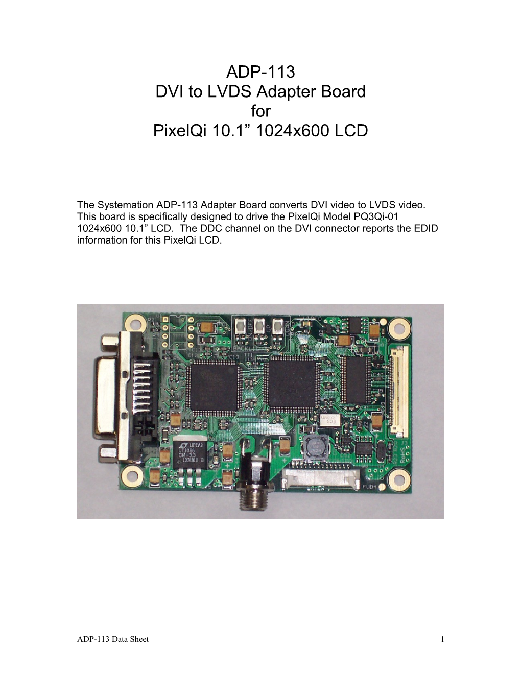 DVI to LVDS Adapter Board