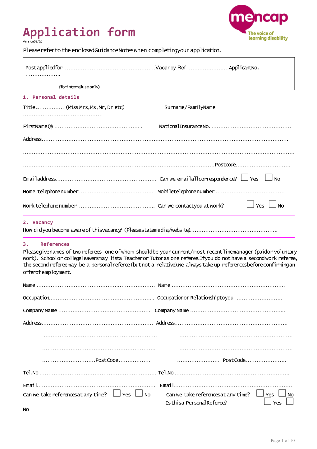 Manual Application Form