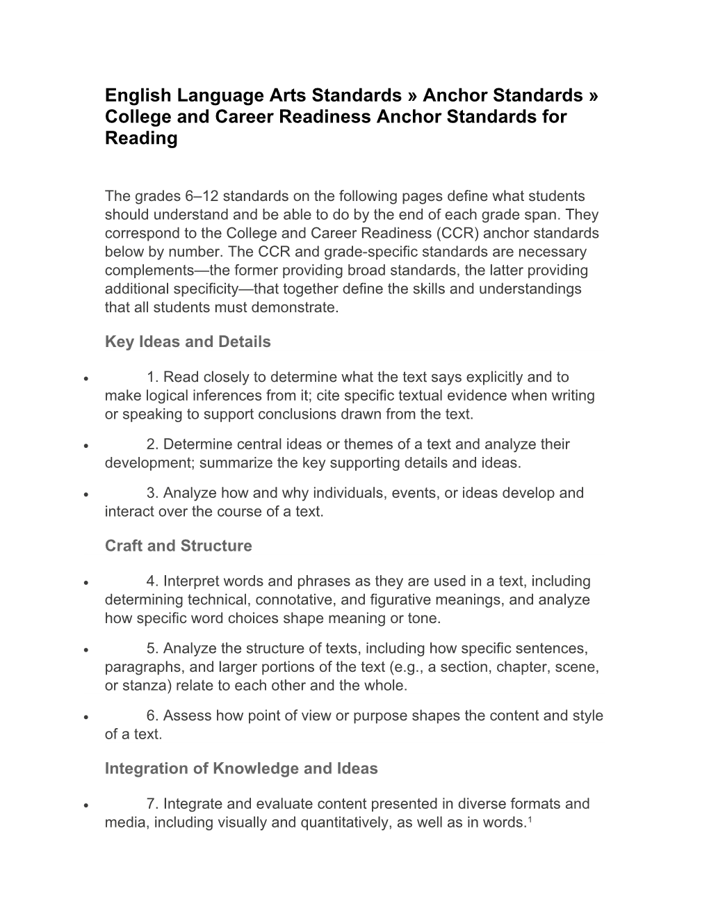 English Language Arts Standards Anchor Standards College and Career Readiness Anchor Standards