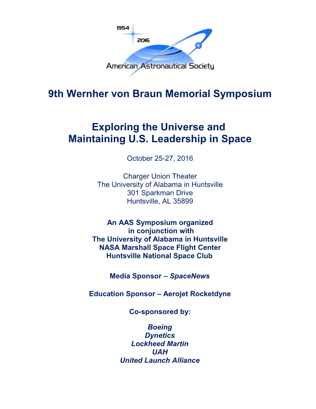 3Rd Wernher Von Braun Memorial Symposium