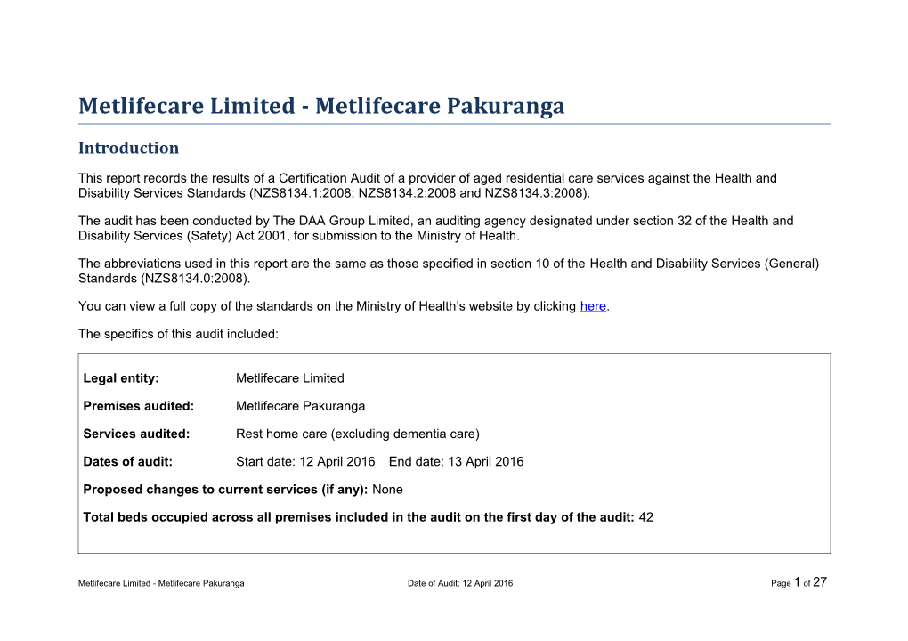 Metlifecare Limited - Metlifecare Pakuranga