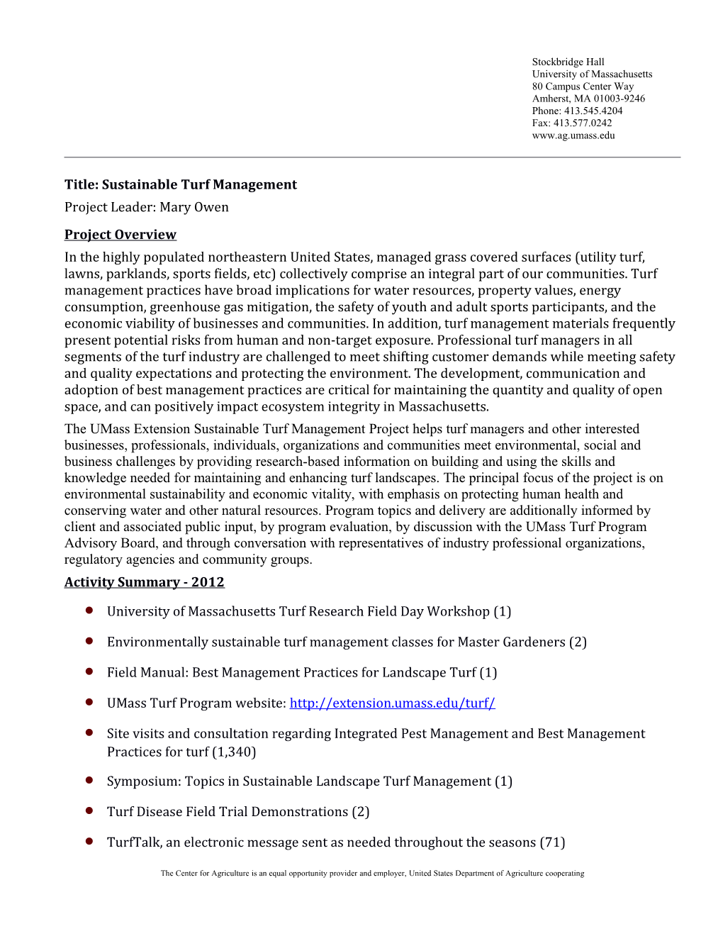 Title: Sustainable Turf Management