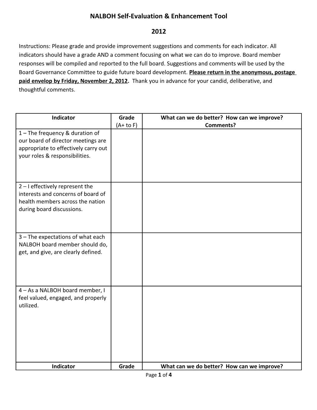 NALBOH Self-Evaluation & Enhancement Tool