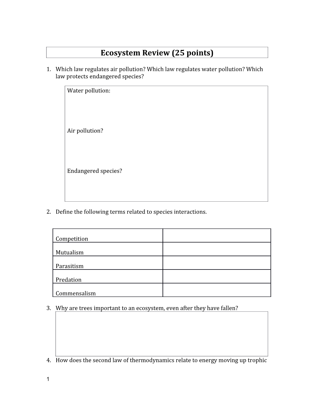 Ecosystem Review (25 Points)