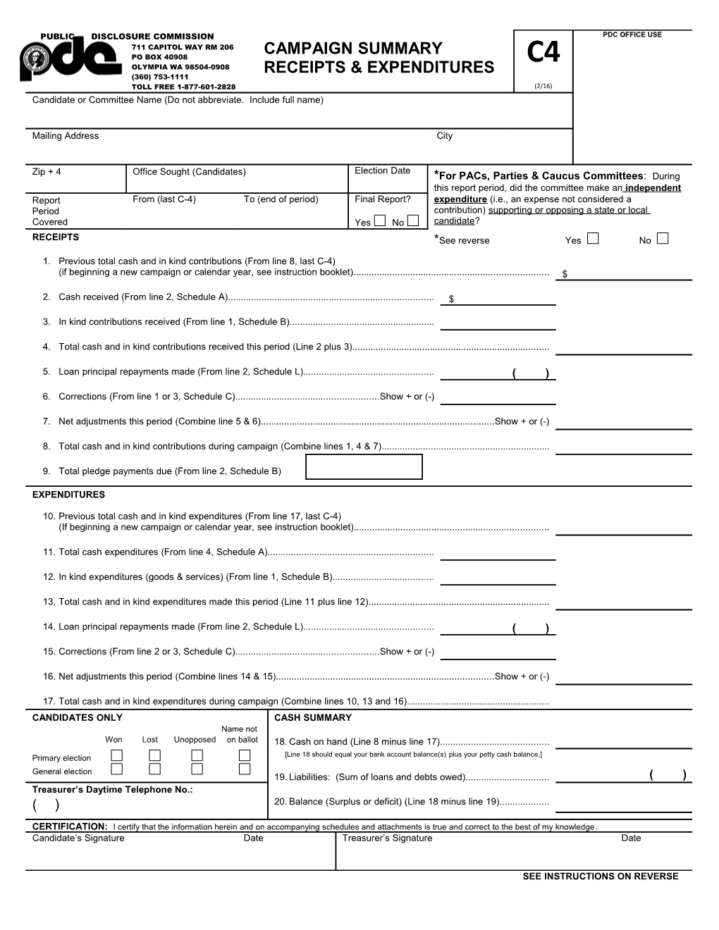 Please Consult PDC Instruction Manuals When Completing This Report